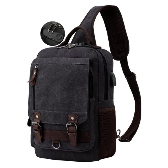 Leaper Other - Leaper Retro Canvas Messenger Bag XL w/ USB and Antitheft Lock
